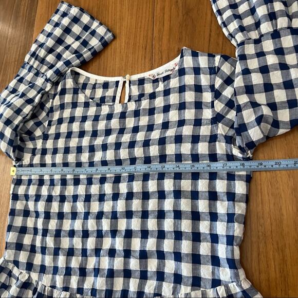 Le Sarte Pettegole Size 40 Small Check Flutter Sleeve Blouse - Picture 9 of 11